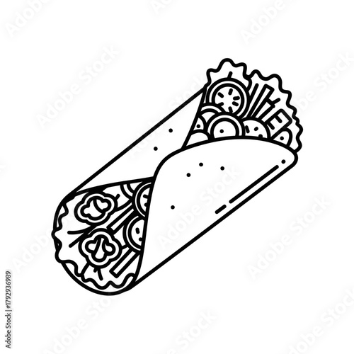 Feather Quill and Scroll Outline Vector Illustration