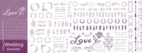 Set of hand drawn decorative borders and dividers. Elegant calligraphic lines, vintage flourishes and ornamental swirls for page decoration, wedding invitations or web design.