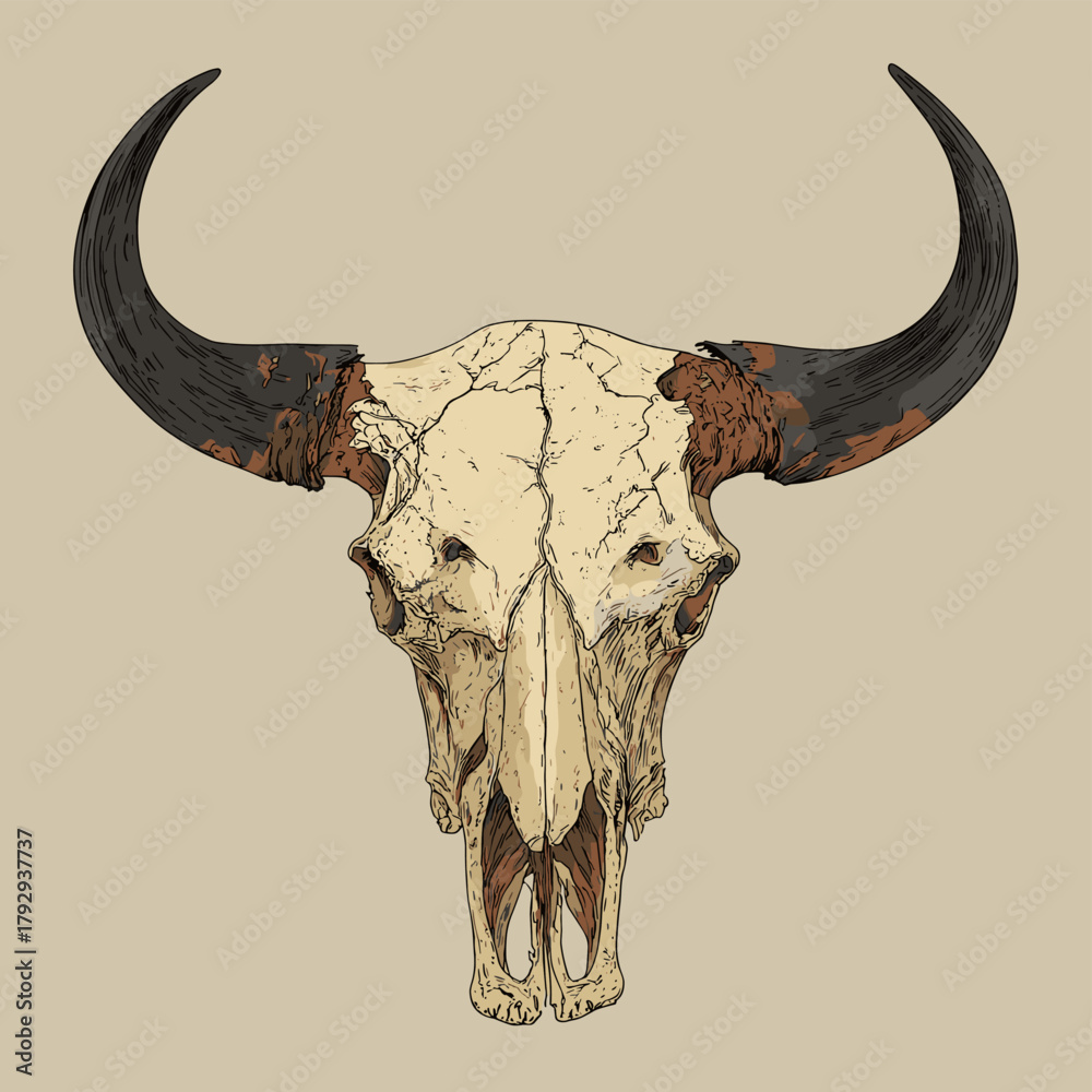 Fototapeta premium Vector illustration of a bison skull