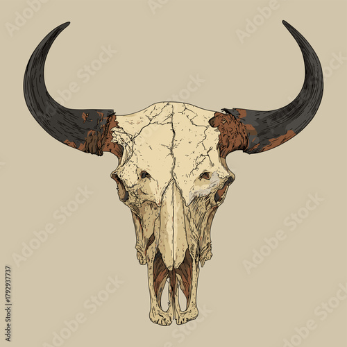 Vector illustration of a bison skull