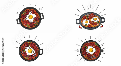 Spicy Korean bibimbap in pans with vibrant colors