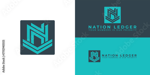 The modern geometric design with an interlocking NV shape suggests stability and balance. The downward arrow, also known as a chevron, symbolizes integrity in bookkeeping.
