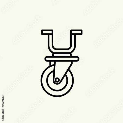Caster Wheel Outline Vector Illustration – Rolling Furniture Wheel Icon