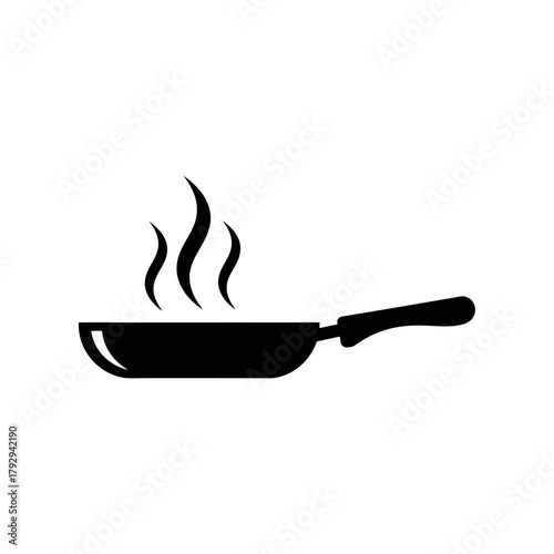 Hot Frying Pan with Steam Silhouette Vector Illustration