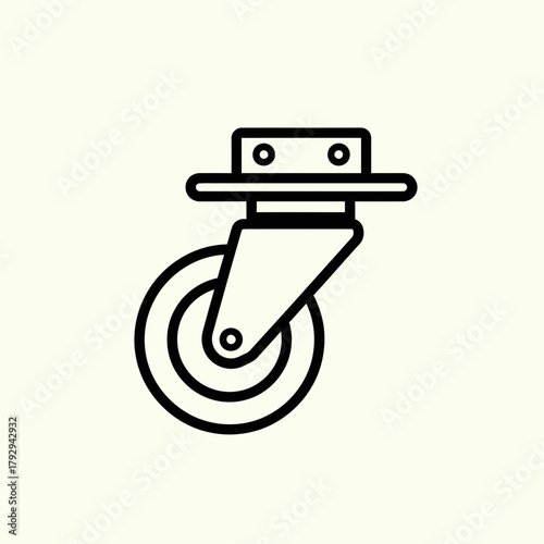 Caster Wheel Outline Vector Illustration – Rolling Furniture Wheel Icon