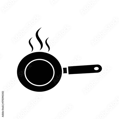 Hot Frying Pan with Steam Silhouette Vector Illustration