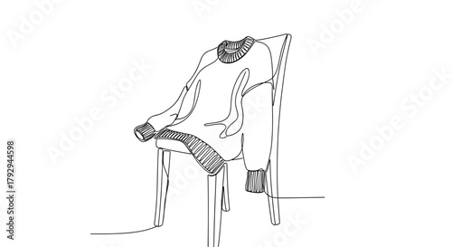 Knitted sweater on chair symbolizing warmth and home comfort