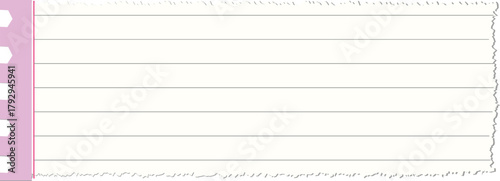 Pink Lined Paper Torn Note Page Template with vector illustration