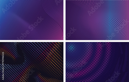Vibrant Purple Gradient Halftone Backgrounds
