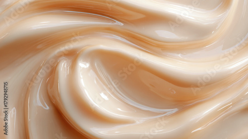 Close-up texture of smooth, swirling cream