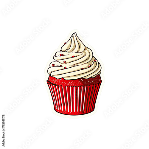 Red Velvet Cupcake with Creamy Swirl Frosting