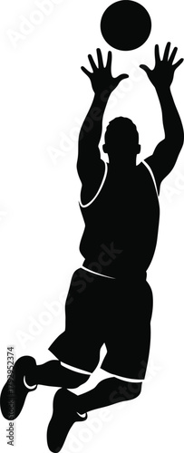 Silhouette of a basketball player jumping to shoot