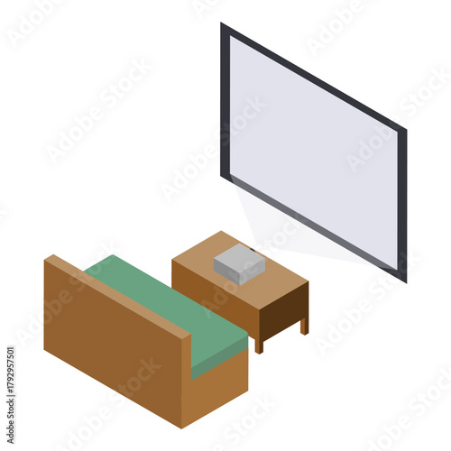 ホームシアター・プロジェクタールームのアイソメトリックイラスト