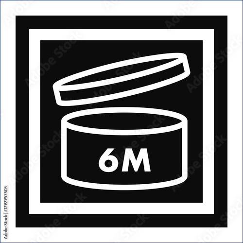 Period after opening symbol indicating six months shelf life of product