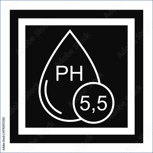 Ph balance indicator showing a ph level of 5.5 in a simple graphic design