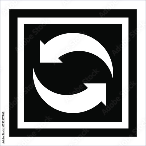 Refresh symbol showing two arrows rotating in a loop inside a square frame