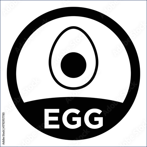 Simple black and white egg icon inside a circle with the word egg below it