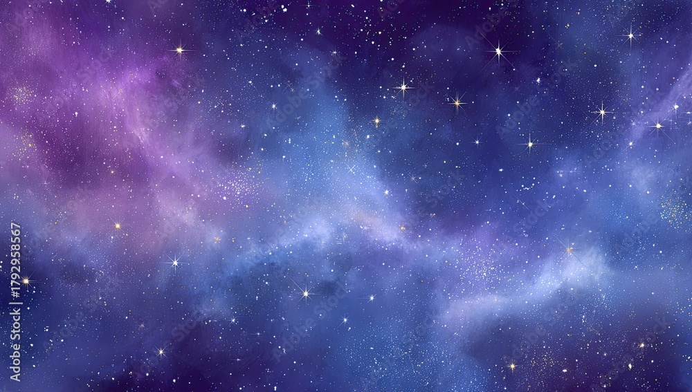 Naklejka premium Colorful nebula illustration with bright stars scattered across a vast space