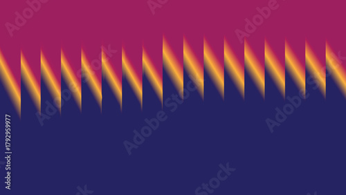 Abstract zigzag stripe motif with magenta to yellow accents on deep blue background

