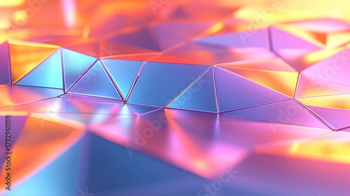 Abstract, vibrant, metallic triangles