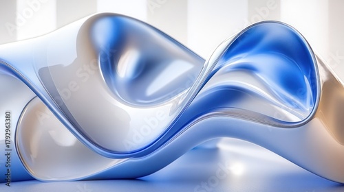 Abstract wavy forms in light blue and white