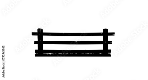 Simple black and white drawing of a wooden fence with grass at the bottom of the fence line art design