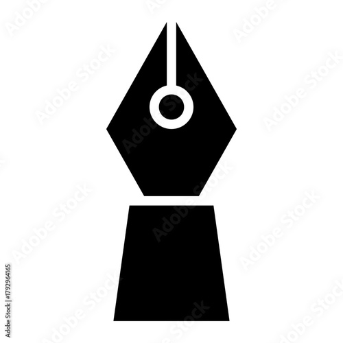 Pen Nib Glyph Black Silhouette Icon Design Vector - fountain pen nib symbolizing writing, drawing, and creativity