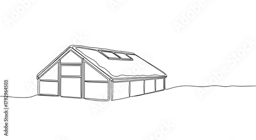 Snow on greenhouse roof symbolizing seasonal change and quiet resilience