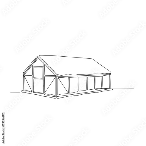 Greenhouse with snow-covered roof symbolizing protection and winter rest