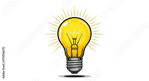 Bright lightbulb idea innovation creativity illustration on transparent background
