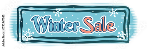 Winter banner, winter sale, snowfall and snowflakes, vector design