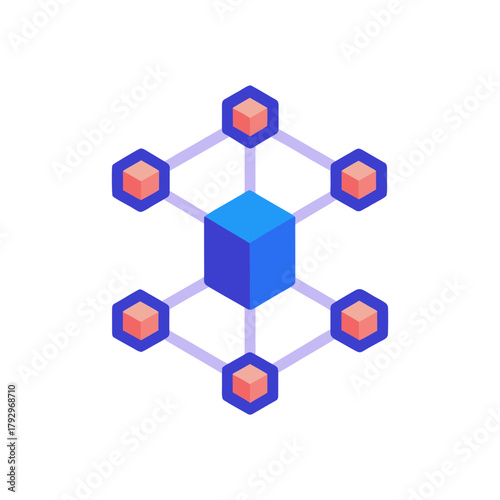 Blockchain Chain Links Glowing with Data Nodes