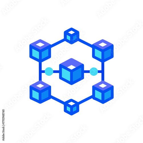 Blockchain Chain Links Glowing with Data Nodes