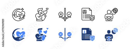 Truthfulness, Honesty, Ethical, Authenticity, Transparency with two styles, line and duotone icon.