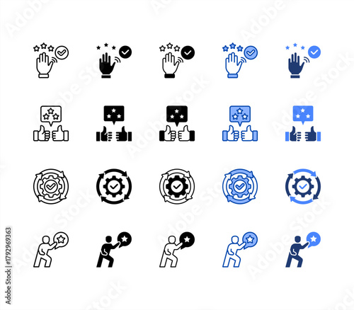 Accountability, Reputation, Consistency, Dignity multiple style icon set.