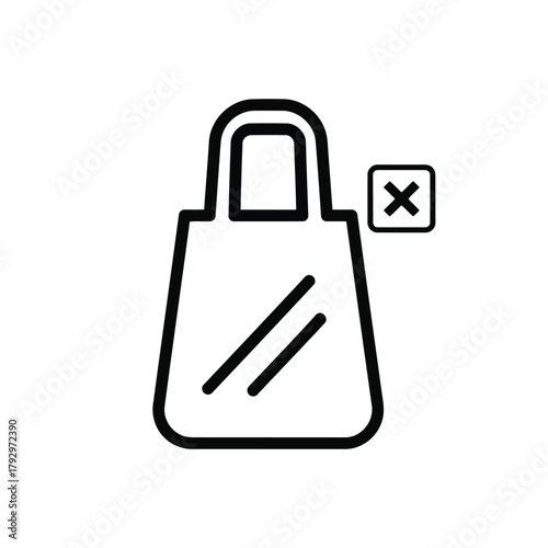 Flat illustration of shopping bag icon with a cross symbol