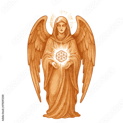 Angel Holding Sacred Symbol vector
