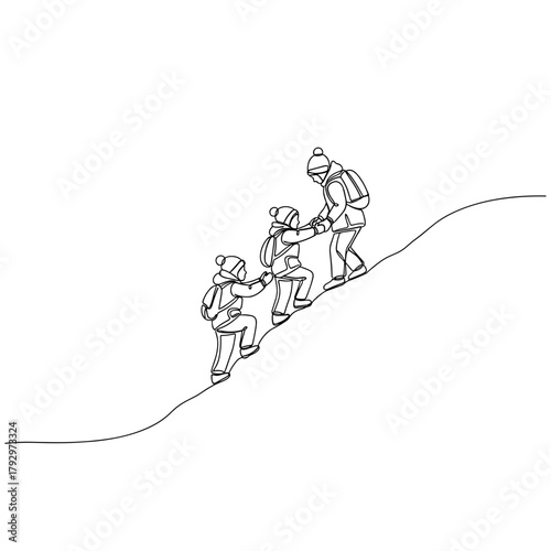 Children helping on snowy hill symbolizing teamwork and resilience