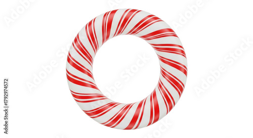 Festive peppermint candy cane ring holiday season treat on transparent background