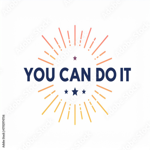 Colorful vector badge with a positive affirmation and sunburst rays, a symbol of success and belief