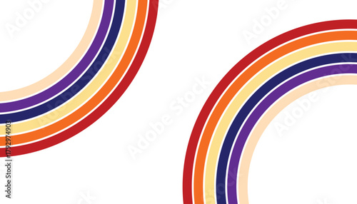 Abstract rainbow arcs with warm colors on white background