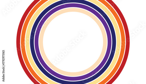Concentric oval rainbow colors abstract background with white center
