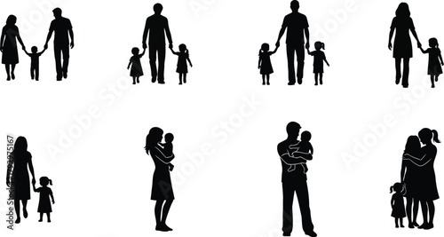 Silhouettes of families with children
