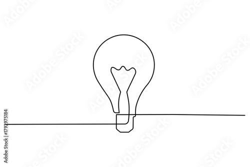 Creative light bulb one line art concept for innovation and ideas