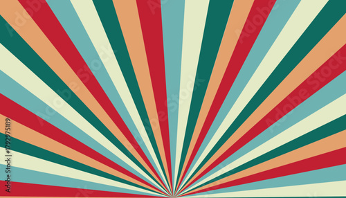 Retro sunburst pattern with vintage colors and radial stripes