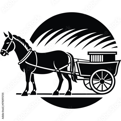 horse-pulling-traditional-cart-in-countryside--vec.eps