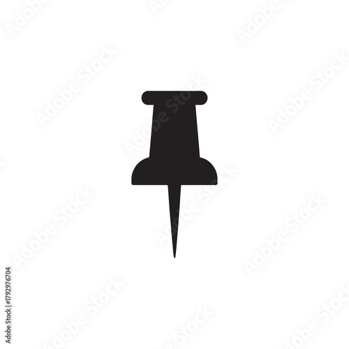 Black push pin isolated on a white background