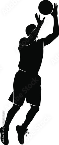 Silhouette of a basketball player jumping to shoot