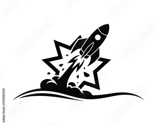 Rocket launching with explosion and smoke blast