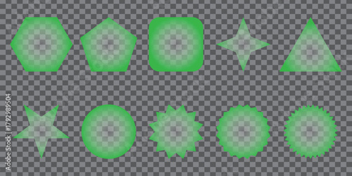 Green Geometric Shapes with White Center Gradient Collection on White Background